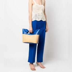 Alexander McQueen the bow small blue and straw tote bag